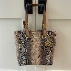 Brown Snake Print Tote